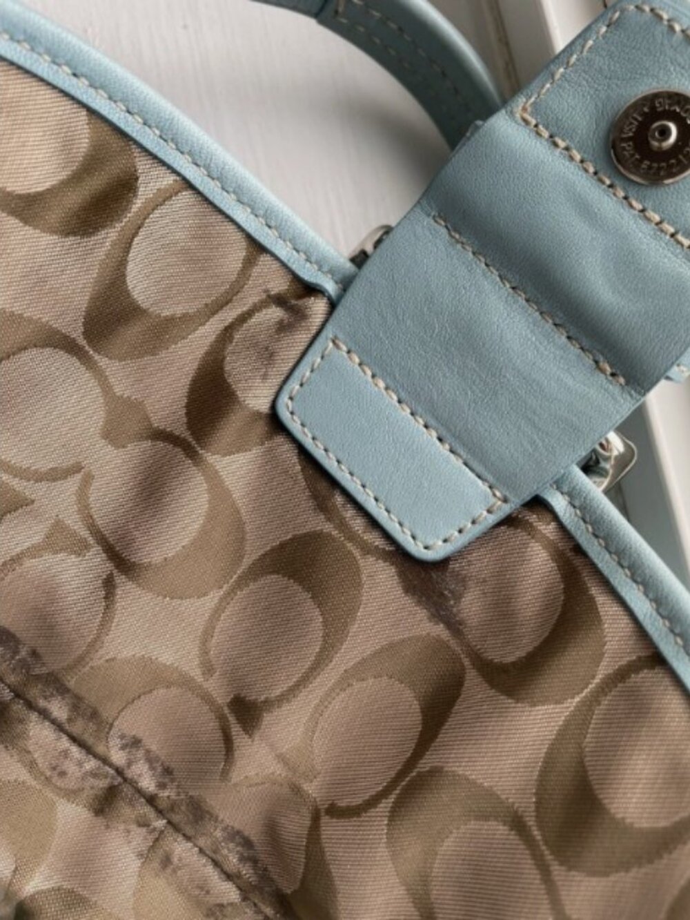 Coach M050-9248 Soho Y2K Perfect Blue Leather CC Canvas Lining Shoulder Bag RARE - Picture 11 of 11
